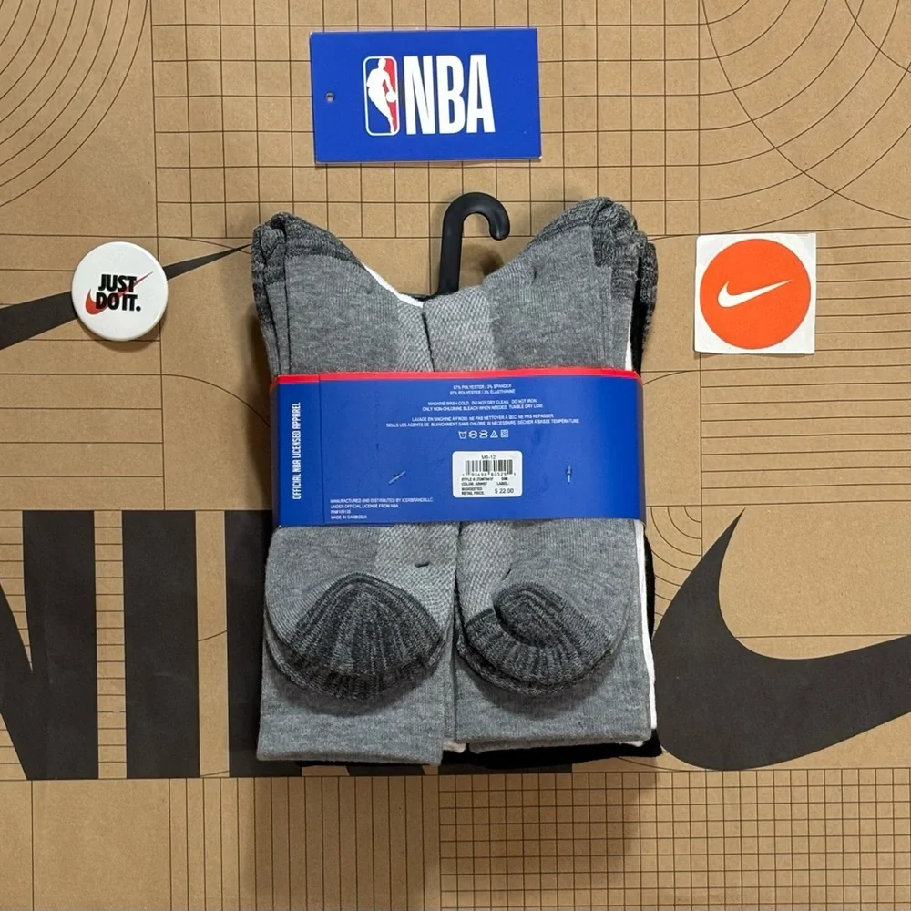 NBA Net-Dry Basketball Cushioned Crew Socks 6-Pack